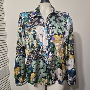 Zara paisley floral print long-sleeve blouse